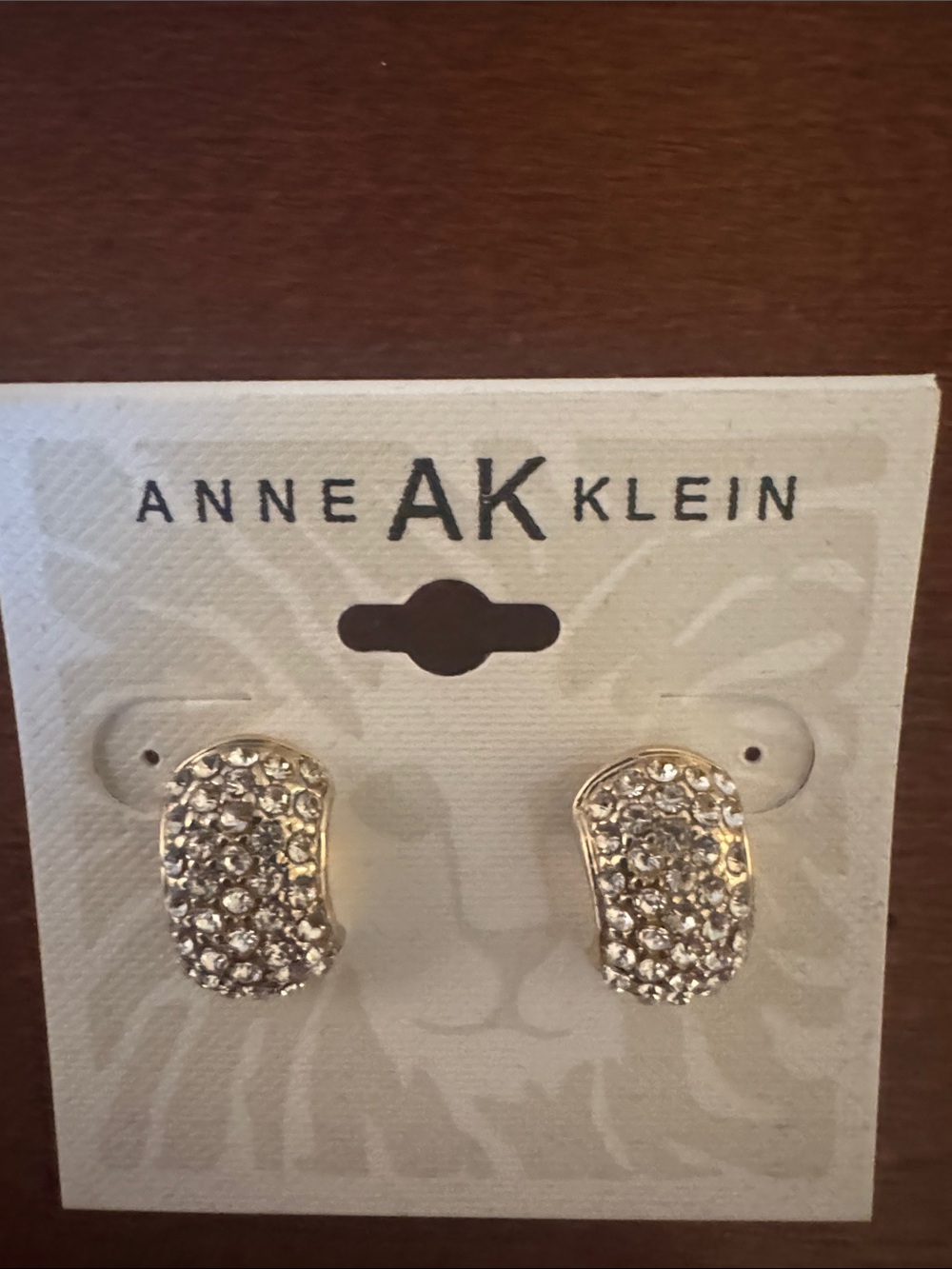 Anne Klein Gold Crystal Pave Earrings. New